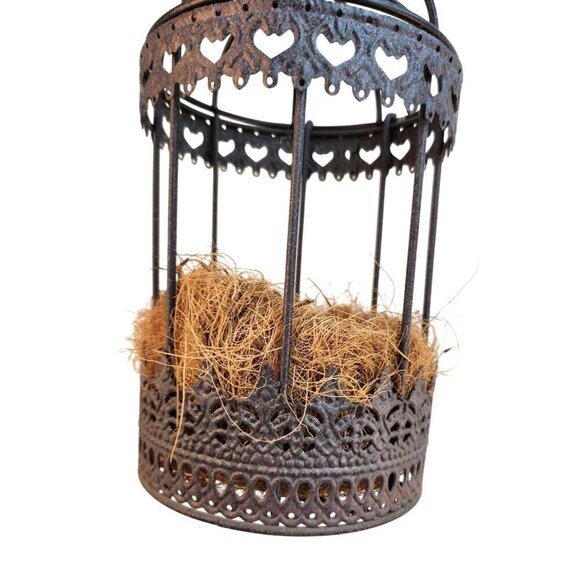 Hanging Metal Bird Cage Planter With Coco Liner Insert For Indoor/Outdoor Decor - Picture 7 of 8